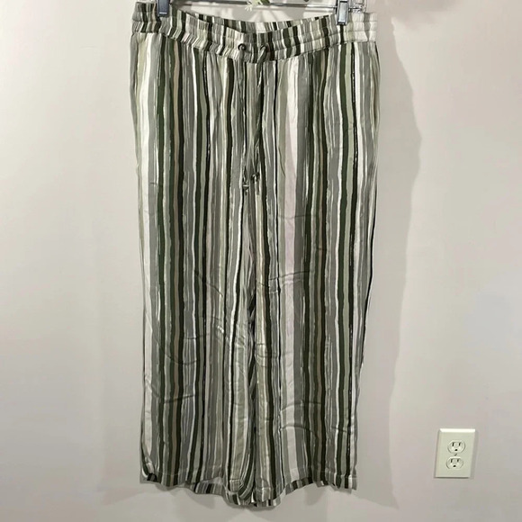 Max Jeans Soft Wide Striped Elastic Waistband Boho Pants M - Picture 1 of 15